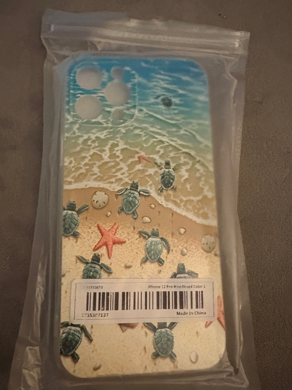 iPhone 12 Pro Max Sea Turtle Beach Print Case - Blue/Tan
